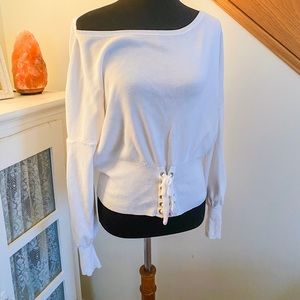 Slouchy off the shoulder bubble sleeve Express Top
